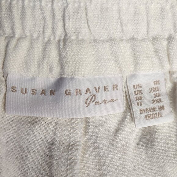 Susan Graver PURE 1X Linen Blend Pull-On Crop Pants with Button Detail - Picture 4 of 6